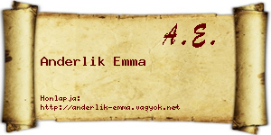Anderlik Emma névjegykártya